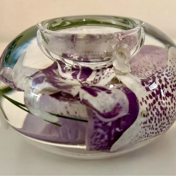 Emilio Robba Stunning Designer Orchid Flower Votive Candle Holder Purple Signed - Picture 2 of 6